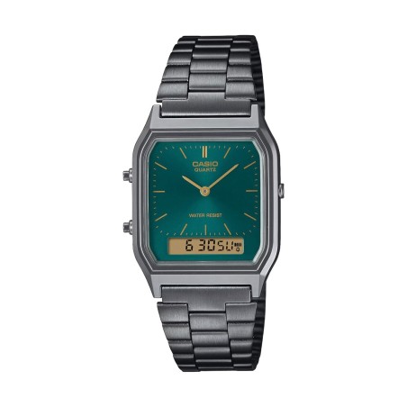CASIO VINTAGE Mod. EDGY COLLECTION GUN METAL - EMERALD GREEN AQ-230EGG-3AEF